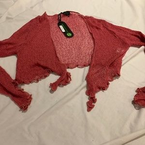 NEW TRICOTTO FUSCHIA CROPPED OPEN CARDIGAN SWEATER